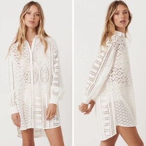 NWT Spell & The Gypsy Collective Lottie Oversized Eyelet Button Shirt Dress S